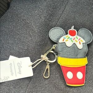 Loungefly Disney Ice Cream Cone Keychain - Red, Gray, Yellow